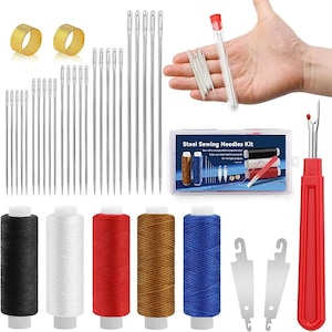 37-teiliges Big Eye Steel Nähnadel-Kit mit Thread Rippers Aufbewahrungsbox