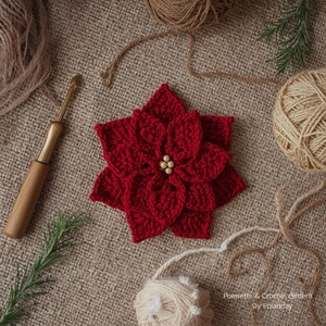 Crochet Poinsettia Pattern PDF | Crochet Motif Flower | Christmas Star Croch | Cozy Winter Decor | Poinsettia Craft Gift for Friend