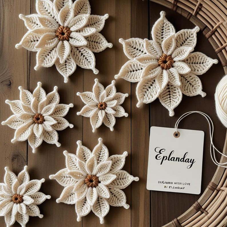 Crochet Poinsettia Pattern PDF | Crochet Motif Flower | Christmas Star Croch | Cozy Winter Decor | Poinsettia Craft Gift for Friend