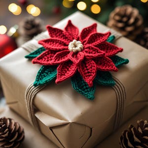 Crochet Poinsettia Pattern PDF | Crochet Motif Flower | Christmas Star Croch | Cozy Winter Decor | Poinsettia Craft Gift for Friend