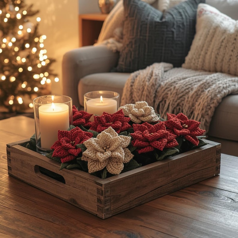 Crochet Poinsettia Pattern PDF | Crochet Motif Flower | Christmas Star Croch | Cozy Winter Decor | Poinsettia Craft Gift for Friend