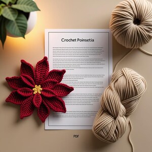 Crochet Poinsettia Pattern PDF | Crochet Motif Flower | Christmas Star Croch | Cozy Winter Decor | Poinsettia Craft Gift for Friend