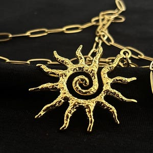 Gold Sun Pendant Necklace: Boho Statement Jewelry