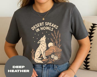 Coyote Howling Desert T-Shirt: Organic Modern Western Tee
