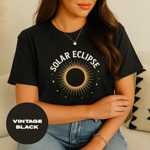Vintage Solar Eclipse Tee: Boho Style Dark Colors Unisex T-Shirt