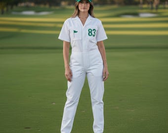 Mono de golf blanco para mujer, elegante uniforme de caddie