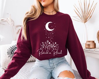 Rooted in Ritual Sweatshirt | Floral Moon Magic Crewneck