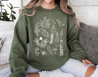 Green Witch Crewneck Sweatshirt – Apothecary, Herbs & Moths