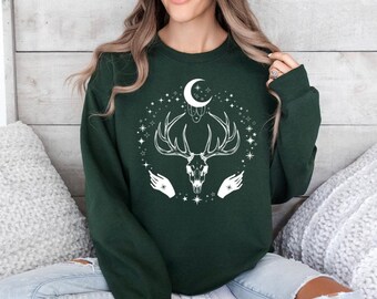 Celestial Forest Guardian Sweatshirt | Forest Witch Moon Pullover