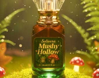 Perfume Mushy Hollow: Musgo suave, setas del bosque y aroma floral. Perfume de bosque, inspirado en la naturaleza, perfume de hongos, vegano y con sabor a bruja.