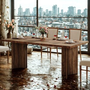 63'' Farmhouse Dining Table for 4–6 People – Rectangular Kitchen & Dining Table with Thick Wood Top for Dining Room, Living Room, Kitchen