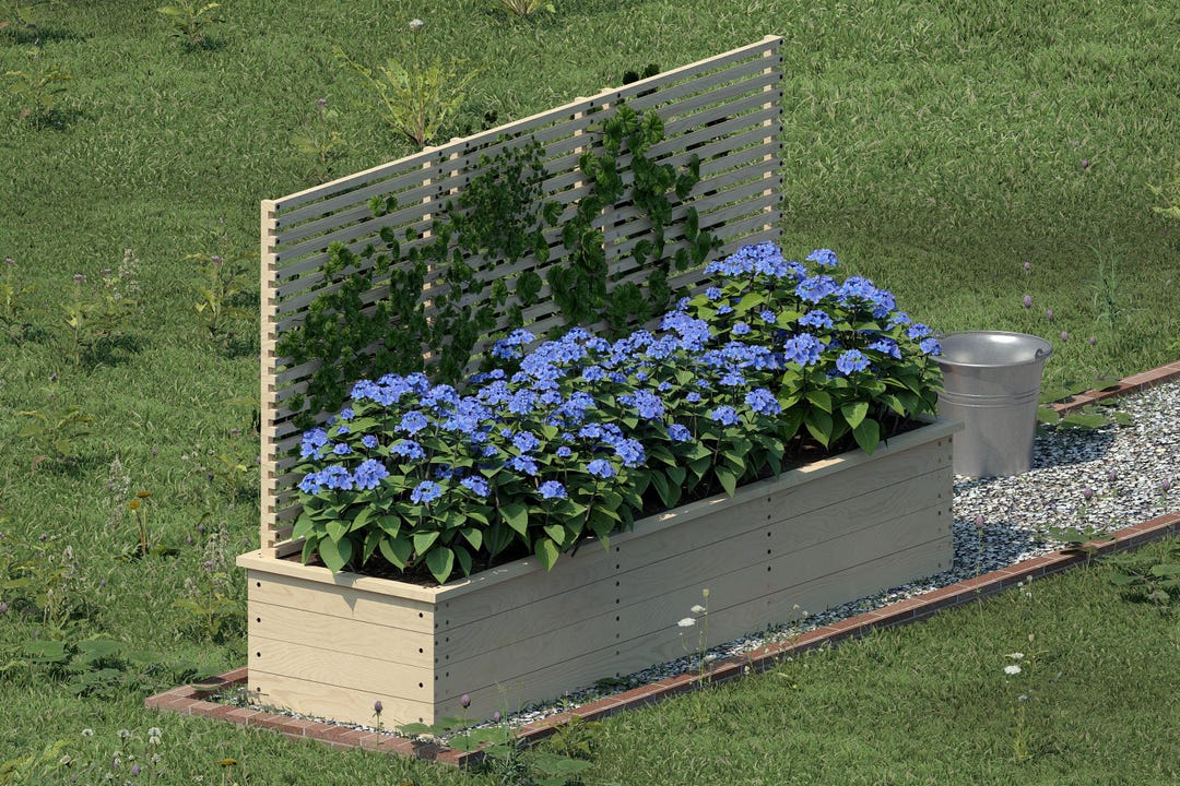 DIY Privacy Planter Box 2x8 – Wooden Garden Divider With Trellis Panel ...