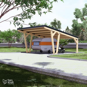 24x20 DIY Wooden Carport Plan – Heavy-Duty Driveway Shelter Blueprint – PDF Download
