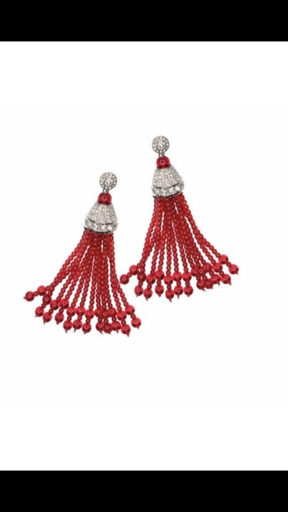 Authentic Kenneth Jay Lane Ruby Resin Bead Clip On