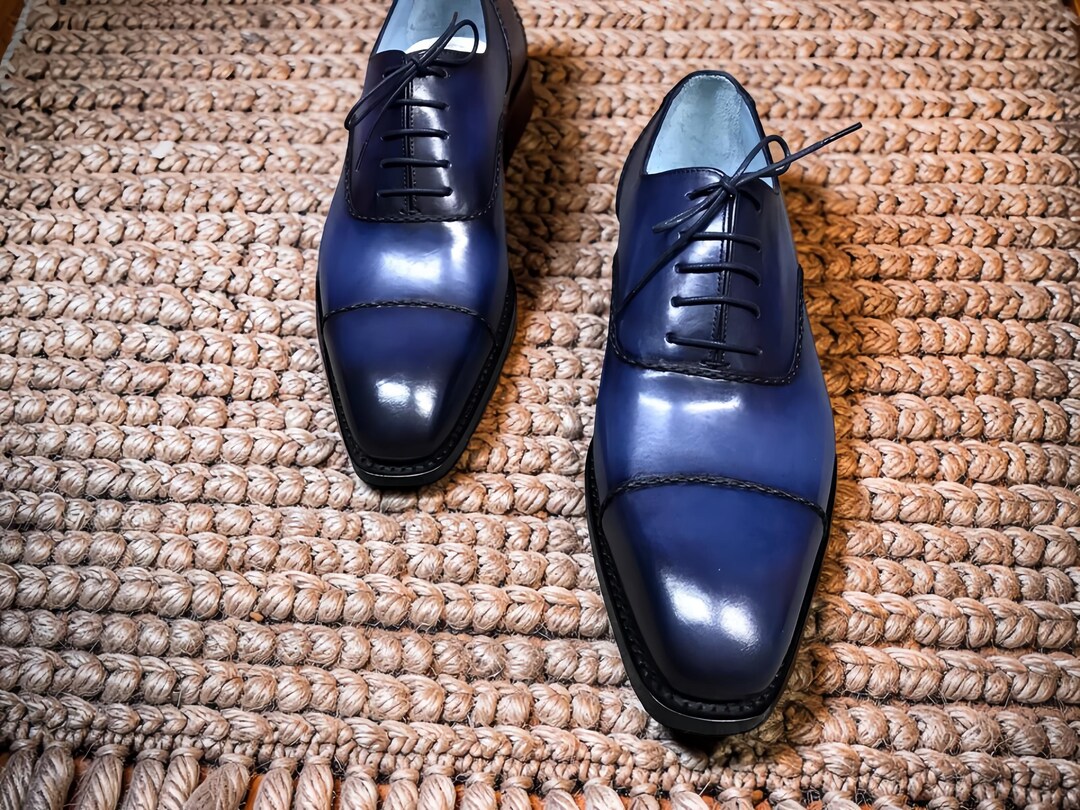 men blue dress shoes Santimon Men's Glitter Loafers Sparkly Slip-On 12.5 US Material Upper Blue Suede Dress Shoes |