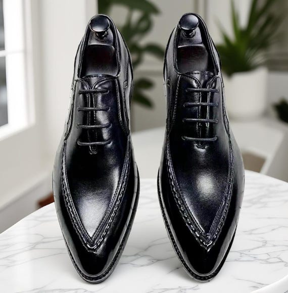 mens formal dress shoes Men's Shoes: Oxfords, Loafers, & Leather Footwear royal blue Men's Handmade Genuine Black Leather