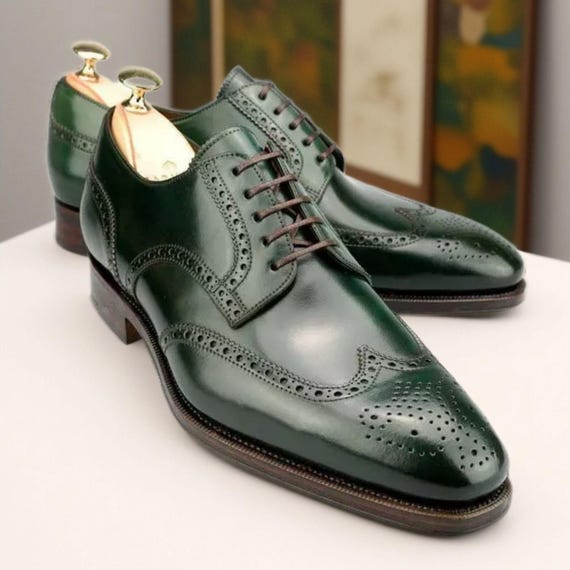Handmade Men Derby Green Shoes, Dress Formal Leather Shoes, Wingtip Brogue - Etsy Handmade Men Derby Green Shoes, Dress Formal Leather Shoes, Wingtip Brogue - Etsy