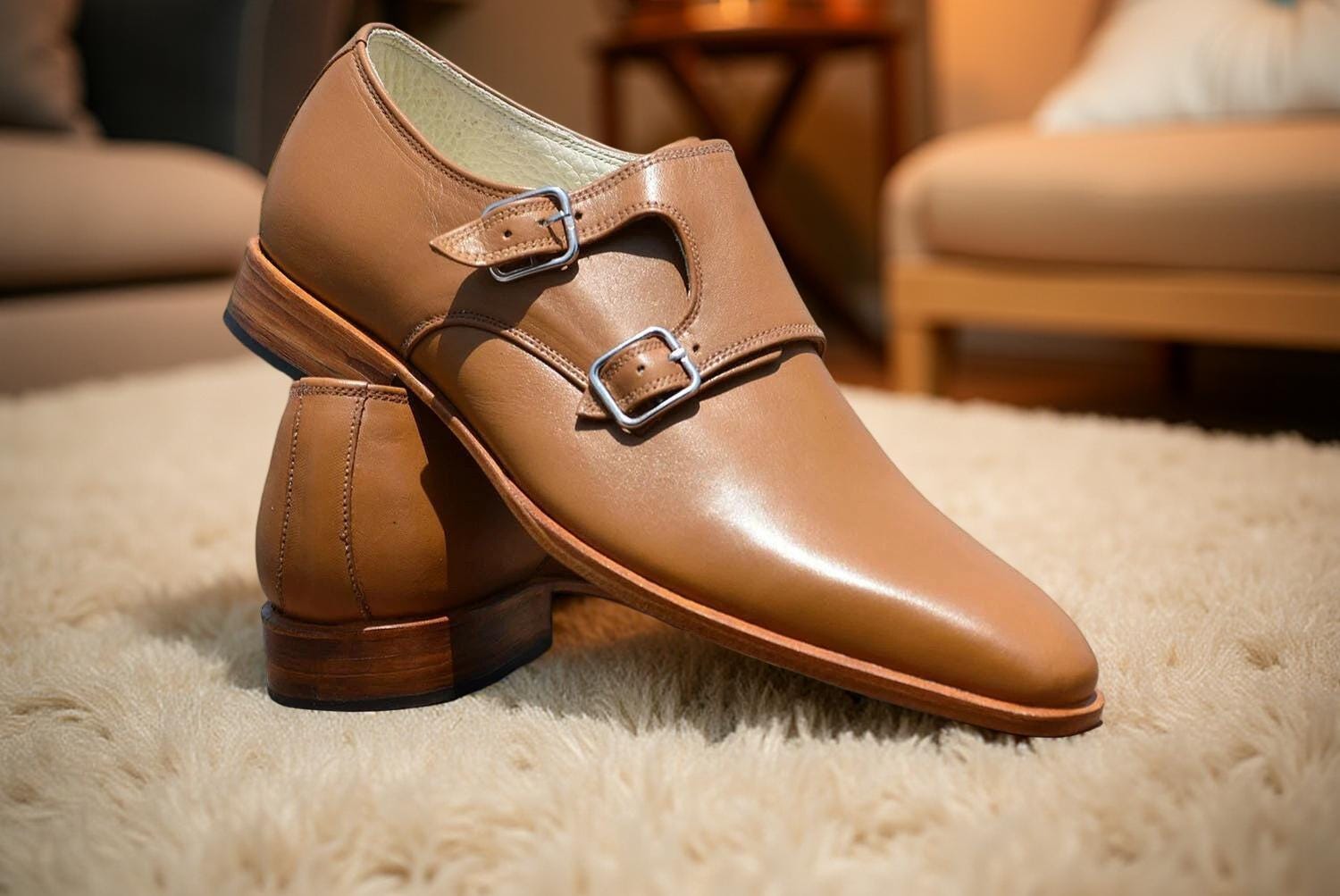 tan casual dress shoes Giovanni Spring Tan Leather Linen Dress Shoes Reed