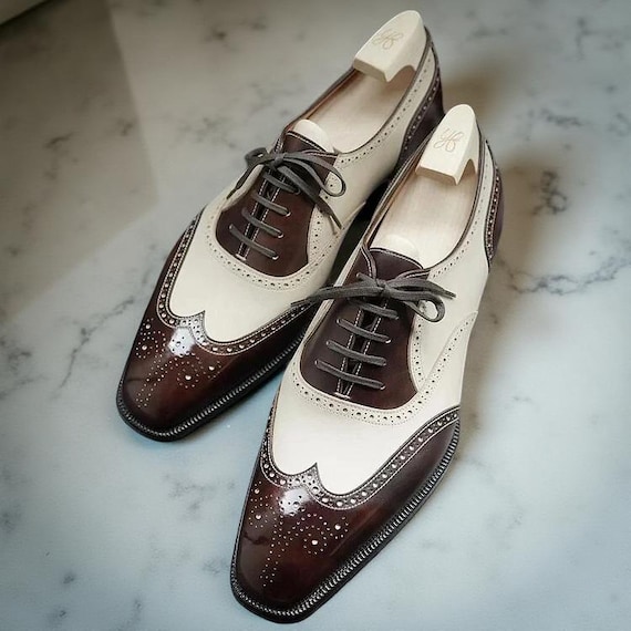 dress shoes with two laces Luxe Linen & Leather: Olive & Natural Wingtip Lace Shoes