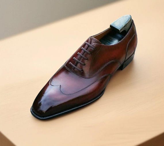 dark burgundy mens dress shoes Shop Burgundy Leather Whole Cut Oxford Dress Shoes