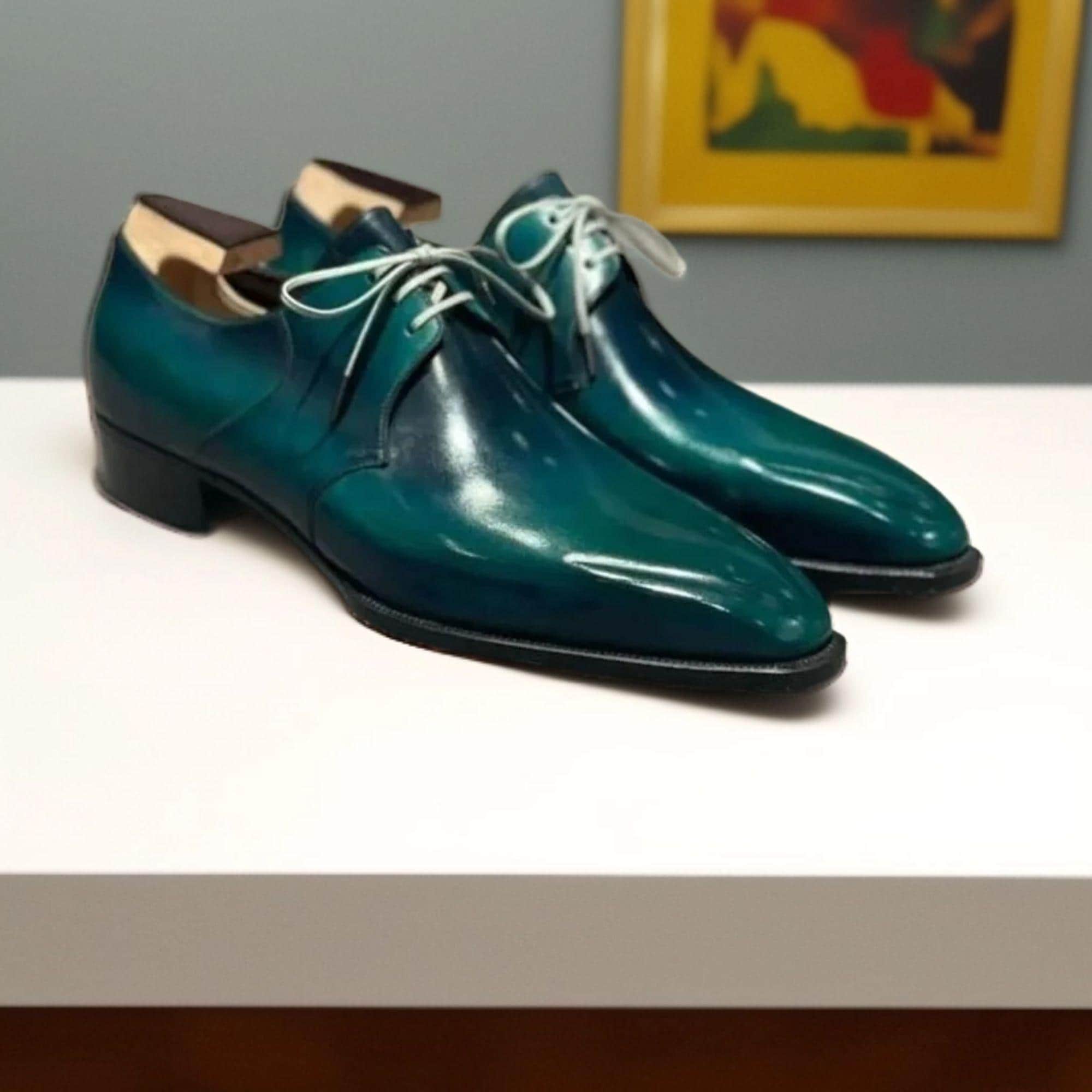 teal green dress shoes Dark Teal Oxfords by Norman Vilalta