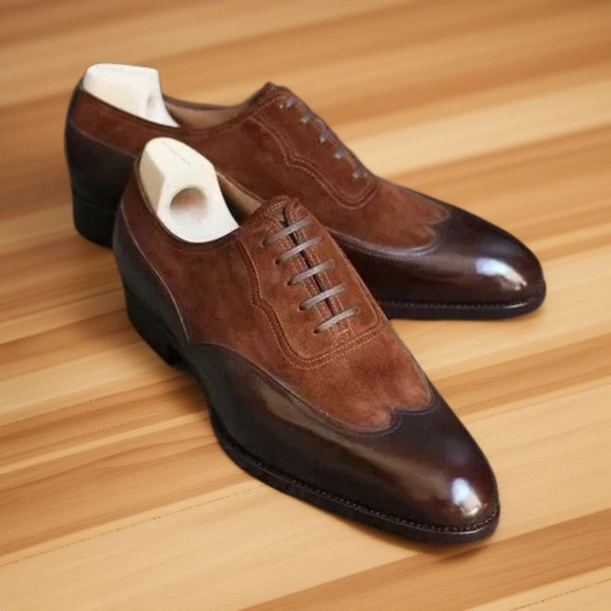 Heschung Cleome Brown Suede Wingtip Oxfords France 8.5 US 11 Lace-Up Mephisto Men main image 2