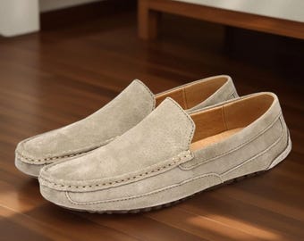 Handmade Suede Leather Man Loafers Casual Shoes Slip on Driving Shoes Moccasins