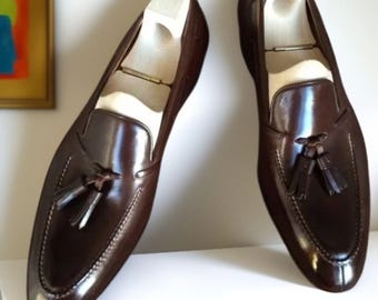 Mocasines con borlas hechos a mano para hombre, zapatos formales marrones para hombre, zapatos de vestir.