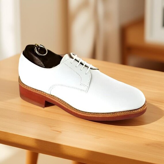 white leather dress shoes men's Men's White Oxford Leather Dress Shoes main image 1
