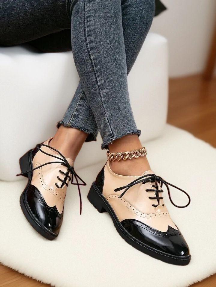 Handmade Women's Two Tone Leather Oxford Wingtip Lace Up Dress Formal Shoe Women Handmade Women's Two Tone Leather Oxford Wingtip Lace Up Dress Formal Shoe Women
