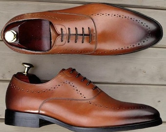 Men Handmade Shoes Luxury Wedding Genuine Leather Oxfords Formal Dress Boot New
