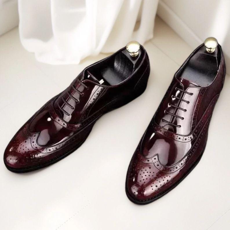 Vintage Burgundy Leather Saddle Oxford Brogue Shoes Mens 10.5‎ M Lug Sole Lugged Men main image 3