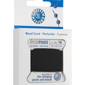 Griffin Nylon Power Bead Silk Cord with Needle - Nylon Cord for Jewellery - Pack of 5. Available in 21 Colours and 13 Different Sizes.