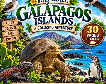 Galápagos Islands Coloring Book for Kids | Wildlife, Geography & Fun Facts | Printable PDF