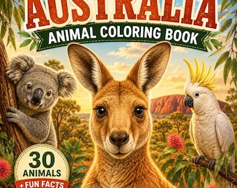 Animals of Australia Coloring Book | 30 Realistic Wildlife Pages (PDF Download)