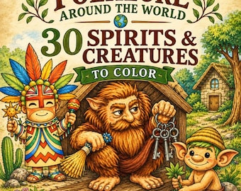 World Folklore Coloring Book for Kids | 30 Spirits & Mythical Creatures