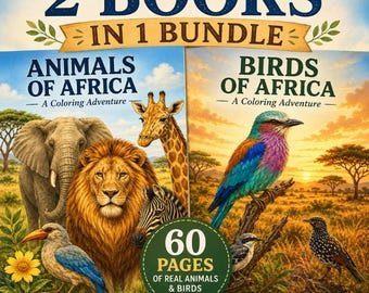 Africa Coloring Bundle for Kids | Animals & Birds | 60+ Wildlife Pages