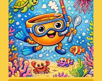 Teacup Goes Underwater – Fun Coloring Pages for Kids (Printable PDF)