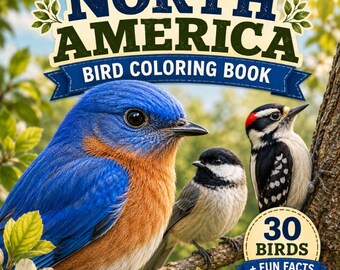 Birds of North America Coloring Book for Kids | Realistic Bird Pages | Nature Study Printable
