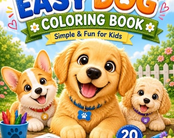 Puppy Coloring Book for Kids | 20 Easy Printable Pages | Ages 4–8