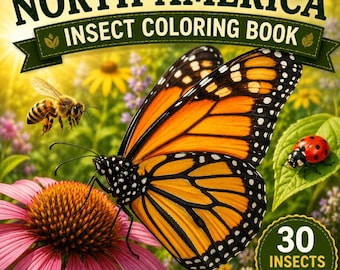 Insects of North America Coloring Book for Kids | Realistic Insect Pages | Nature Study Printable