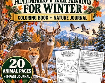 Animals Getting Ready for Winter Coloring Book | Fall Wildlife Journal for Kids