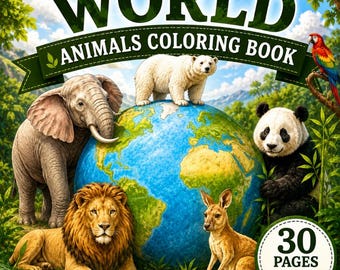 Animal Coloring Book for Kids | World Wildlife & Geography | Printable PDF
