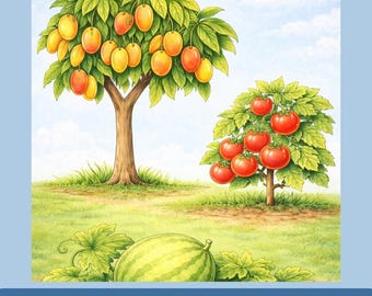 Where Fruits Grow Coloring Book for Kids | Curious Nature Coloring Pages | Printable PDF