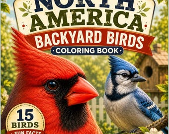 North America Backyard Birds Coloring Book | Kids Nature Study Activity (Digital Download) | Ages 4–8