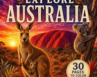 Australia Coloring Book for Kids | Wildlife, Landmarks & Culture | Ages 6–10 PDF