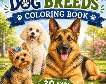 Dog Coloring Book for Kids | 30 Dog Breeds | Printable PDF