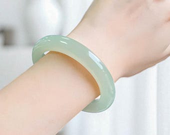 Blassgrün Jade Armreif hellgrün Stein Armband Elegantes Jadeit Stein Armreif Natürliche Jade Armband
