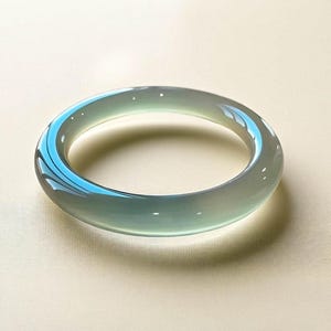 Translucent Agate Bangle Bracelet Polished Green Agate Bangle Natural Agate Gemstone Bracelet Real Translucent Gemstone