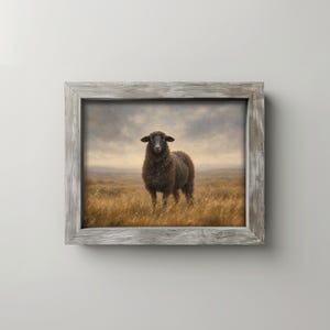 Farm animal painting poster for bedroom — rustic countryside scene with soft brushwork and quiet mood